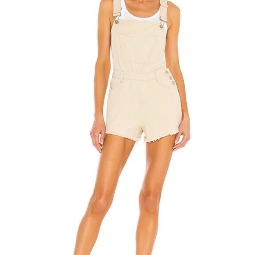 Superdown for Revolve Denim Shortall Overall in Bone Beige Size 28 *New no Tag*